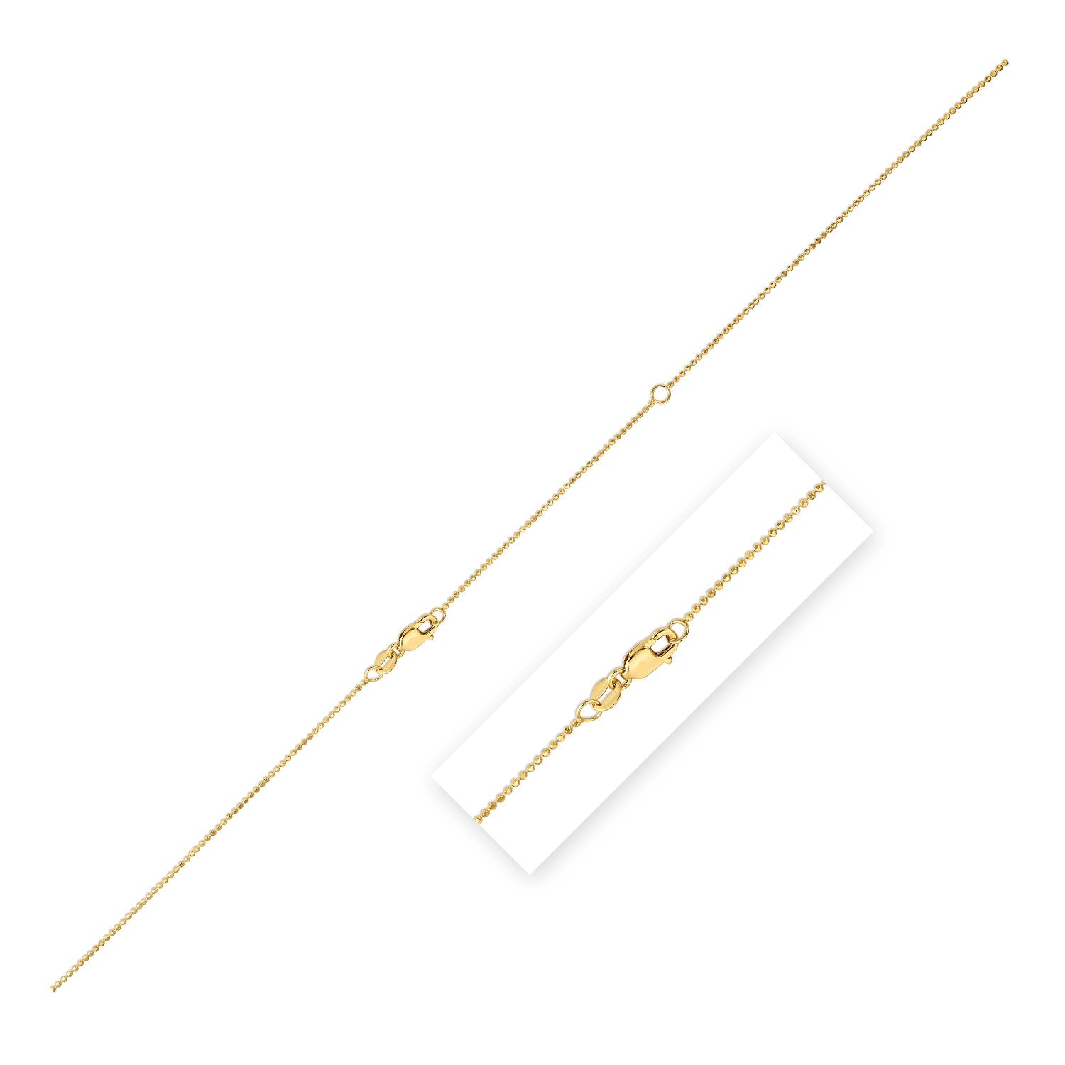 Double Extendable Bead Chain in 14k Yellow Gold (1.00 mm) in a sleek high-contrast midnight luxury editorial style
